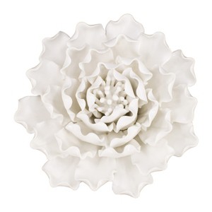 GlasFlength Wall Art Flowers Decorations 3D Flowers Wall Decoration Handmade Rustic Wall Art for Living Room, White, 5.9"*2.8"*5.9" - 1 of 4