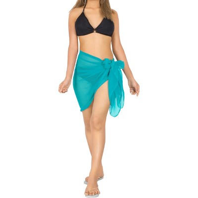 LA LEELA Women's Beachwear Summer Swimwear Swim Cover Ups Beach Wraps Skirt Swimwear Bikini Plus Size Sarong Coverups One Size Blue, Solid