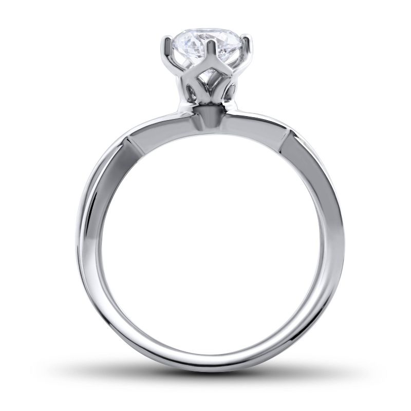 Pompeii3 1/2 Ct Round Solitaire Diamond Vintage Engagement Ring 14K White Gold, 4 of 6