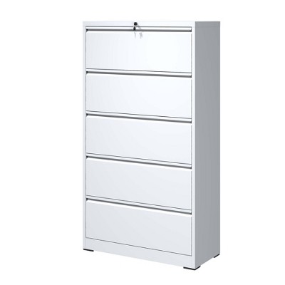 Kumasinova 2/3/4/5-Drawer Metal Flat File Cabinet with Lock,Space-Saving Filing Cabinet for A4/Legal/Letter Size File for Office&Home
