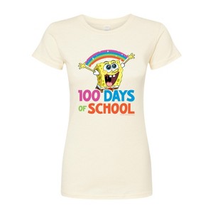 Women's - SpongeBob SquarePants - 100 Days Of School Spongebob Fitted Graphic T-Shirt - 1 of 4