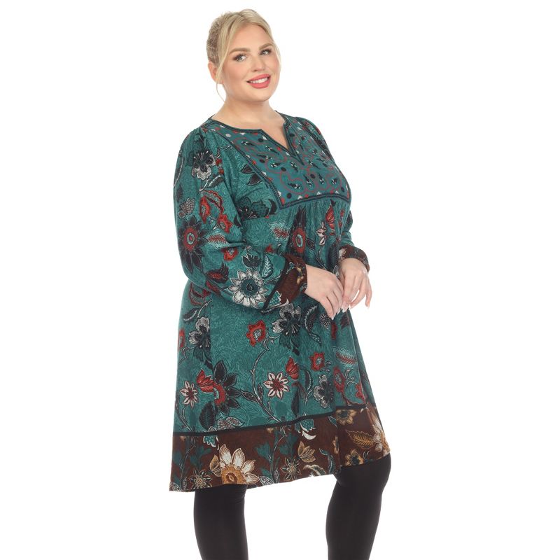 Plus Size Paisley Floral Embroidered Sweater Dress, 2 of 6