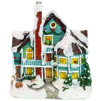Northlight 5.5" Green LED Lighted Snowy House Christmas Village Decoration