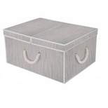 StorageWorks 65L Foldable Polyester Storage Bin with Cotton Rope Handles and Double-Open Lid Clay
