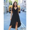 INSPIRE CHIC Women's Sleeveless Wrap V Neck Pleated Flowy High Low Hem Midi Sundress with Pockets - 2 of 4