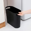 Aoibox Small Trash Can, 3.5 Gallon Slim Plastic Waste Basket with Handles for Bathroom, Bedroom, Kitchen, Office, Home, Black - 2 of 4