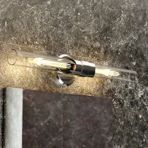 VAXCEL Webster 2 Light LED Compatible Contemporary Bathroom Vanity Wall Sconce Fixture Clear Glass - 1 of 4