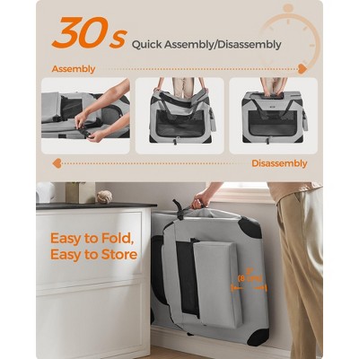 36-Inch Gray Soft-Sided Portable Dog Crate with Metal Frame