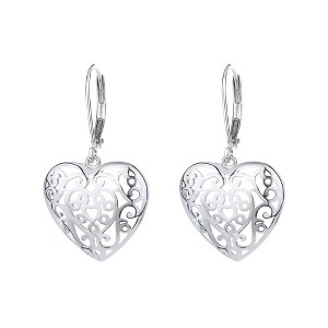14K Gold and Sterling Silver Filigree Heart Earring - 1 of 4