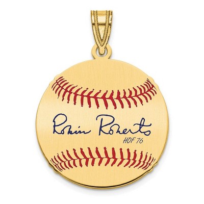 Black Bow Jewelry 14K Gold Plated Robin Roberts Signature SM Enamel Baseball Pendant