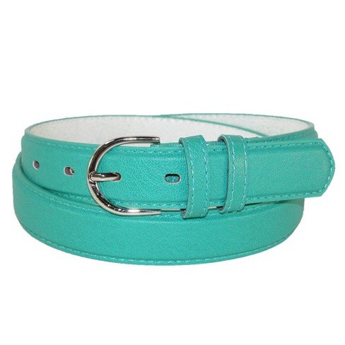 Ctm Women's Leather 1 1/8 Inch Dress Belt, L, Teal : Target