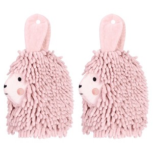 REGALWOVEN Cute Cartoon Alpaca Soft Absorbent Chenille Decorative Hand Towels 2 Pcs - 1 of 4