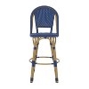 Christopher Knight Home 2pc Shelton Wicker and Aluminum Outdoor Patio 29.5" Barstools Navy Blue/Bamboo Finish - 4 of 4