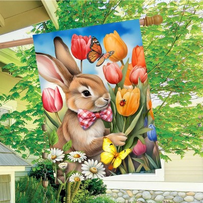 6 Decorazioni Pasquali Da Esterno Con Coniglietti E Uova In Polipropilene – 38x22 Cm – Con Pali Inclusi
