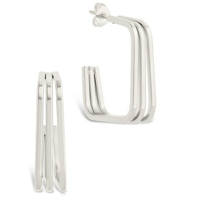 SHINE by Sterling Forever Square Prong Davina Hoop