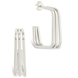 SHINE by Sterling Forever Square Prong Davina Hoop - 1 of 2