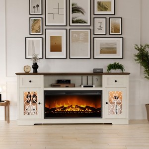 Dyonery Fireplace TV Stand for 80 Inch TV,Entertainment Center with 36" Fireplace & LED Lights,Media Console Table with Storage Drawers & Cabinets - 1 of 4