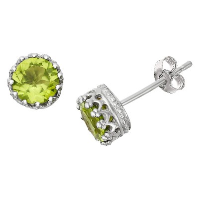 6mm Round-cut Peridot Crown Stud Earrings in Sterling Silver