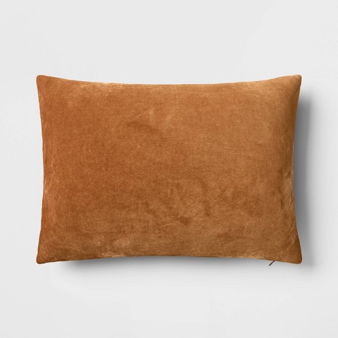 Washed Cotton Velvet Square Throw Pillow Light Brown - Threshold™