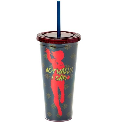 Seven20 Marvel's Captain Marvel Actually I Can 16-Oz PVC Tumbler w/ Lid and Straw