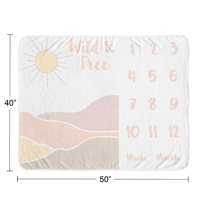 Sweet Jojo Designs Girl Baby Milestone Blanket Desert Sun Pink and Taupe, 4 of 7