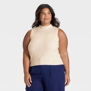 Women's Mock Neck Ribbed Sweater Tank - A New Day™ - 1 of 3