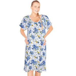 JEFFRICO Womens Nightgowns Short Sleeve Sleepwear Soft Pajama Dress Nightshirts - 1 of 4