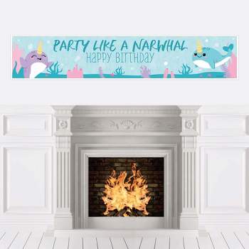 Big Dot of Happiness Narwhal Girl - Under The Sea Happy Birthday Decorations Party Banner