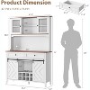 72" Farmhouse Bar Cabinet w/ Sliding Barn Door - Rustic LED-Backlit Coffee/Wine Buffet w/ 2-Drawer/8-Shelf Hutch - 2 of 4