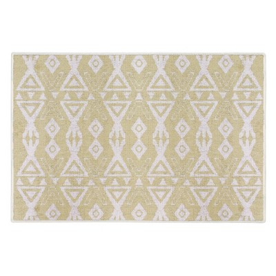 Sussexhome Lattice Collection Cotton Heavy Duty Low Pile Area Rug , 2' x  3', Banana Cream Yellow