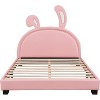 Full Size Faux Leather Upholstered Platform Bed with  Ears Headboard, Cute Kids Bed Frame, No Box Spring, Easy Assembly - 4 of 4