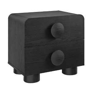 Modway Sonnet 2-Drawer Nightstand – Modern Wood Design in Black Finish with Sleek Metal Handles - 1 of 4