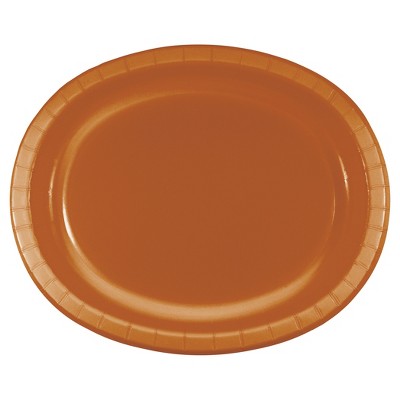  Pumpkin Spice Orange 10" x 12" Oval Platters - 8ct 