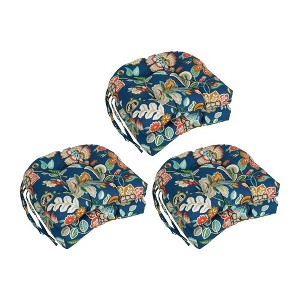 Blazing Needles, 16-inch Spun Polyester Patterned Outdoor U-shaped Tufted Chair Cushions (Set of 6) - 1 of 2