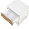Freestanding Narrow Side Table with Drawer,Modern Rattan Nightstand with Drawer Open Shelf,Bedside Tables for Small Space Living Room Bedroom Office - 4 of 4