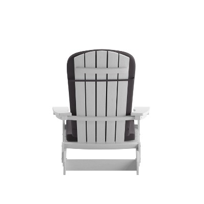 Set of 2 White Folding Adirondack Chairs with Gray Cushions