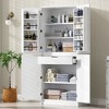 72" Tall Kitchen Pantry Cabinet, Farmhouse Storage Cabinet Cupboard, 8 Door Shelves, Adjustable Shelves & Hidden Drawer - ModernLuxe - 3 of 4