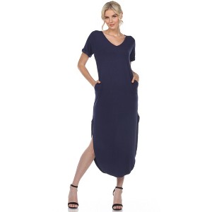Women's Short Sleeve V-Neck Maxi Dress - White Mark - 1 of 4
