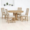 5-Piece Farmhouse Dining Table Set with Extendable Round Table, 4 Upholstered Chairs, MDF & Rubber Wood Frame, Modern Kitchen Set for Dining Room - 3 of 4