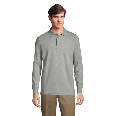 Lands' End School Uniform Men's Long Sleeve Interlock Polo Shirt