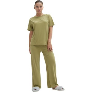Talmont Women’s Silky‑Soft 2‑Piece Lounge Set Super Comfy Short Sleeve Top & Matching Pants - Makes A Great Gift! - 1 of 1