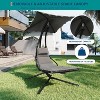 Outdoor Hanging Chaise Lounge Chair – Curved Steel Hammock Lounger Swing with Pillow & Removable Canopy. - 3 of 4