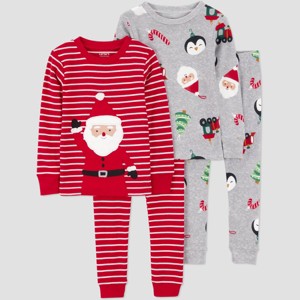 Carter's Just One You® Toddler Boys' 4pc Christmas Striped Santa & Ornament Print Long Sleeve Cotton Pajama Set - 1 of 4