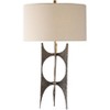 Uttermost Industrial Table Lamp 26 3/4" High Antique Golden Bronze White Linen Fabric Drum Shade for Bedroom Living Room Office - 3 of 4