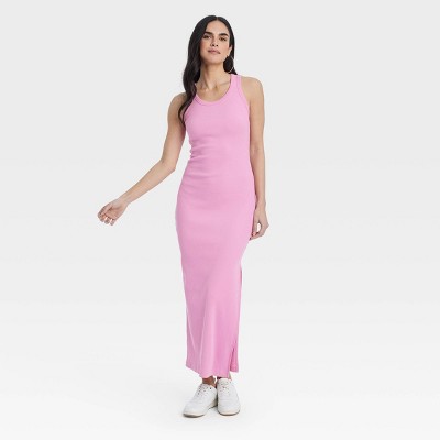 Women's Rib-knit Maxi Bodycon Dress - Universal Thread™ Pink Xl : Target