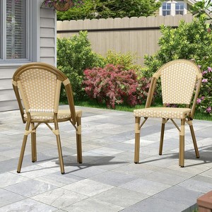 PURPLE LEAF Bistro Chair Set of 2 Hand-Woven Wicker Chairs for Outdoor Patio Porch Garden Indoor, Dining Chairs - 1 of 4