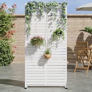 Classic Rectangular Galvanized Sheet Screen with Blinds, Outdoor Partition Garden Screen - 1 of 4