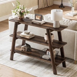Tribesigns 41.3"Entryway Table Console Tables, 3-Tier Narrow Long with Open Storage Shelves for Living Room, Foyer,Entrance,Hallway,Rustic Brown - 1 of 4