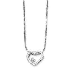 Black Bow Jewelry 18mm .01ct Diamond Heart Necklace in Rhodium Plated Silver, 18-20 Inch - 1 of 4