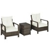 Outsunny 3 Piece Patio Furniture Set, PE Rattan Wicker Storage Table and Chairs w/ Tufted Cushions - 4 of 4